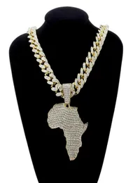 Fashion Crystal Africa Map Pendant Necklace For Women Men039s Hip Hop Accessories Jewelry Necklace Choker Cuban Link Chain Gift3093655