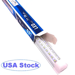 T8 Integrated Double Row Led Tube 8Ft 72W SMD2835 LED Light Lamp Bulb 96'' Lighting Fluorescent Rplacement Linkable Wall Ceiling Mounted usalight