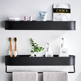 Bathroom Shelves Bathroom Shelf Rack Wall Mounted Shelves Bath Towel Holder Black Shower Storage Basket Kitchen Organizer Bathroom Accessories 230530