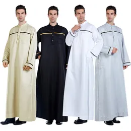 Ubranie etniczne muzułmańskie długie rękawy islamski moda męska moda solidna koloru szata arabska kaftan saudyjska dubaj ubrania mężczyźni kultu Abaya 230529