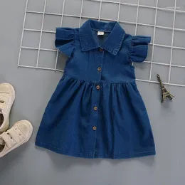 Kız Elbiseler Ienens Bebek Elbise Giysileri Kot etekler Çocuklar Kızlar Kızlar Denim Giyim Etek Toddler Bebek Jumper 1 2 3 Yıl