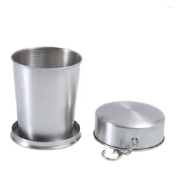 Cups Saucers Outdoor Travel Folding Coffee Cup Portable Stainless Steel Water 75ml/150ml/250ml Hiking Camping Watercup