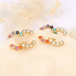 20Style 18K Gold Plated Luxury Brand Designers Letters Stud Elegant Famous Women Studs Colorful Rhinestone Earring Wedding Party Jewerlry S925 Silver