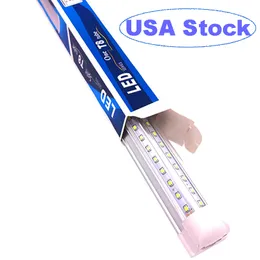 Luci da negozio collegabili 8FT, 100W 12000LM V-Shape T8 LED Tube Fixture Doppie file, lente trasparente 6000K Sostituzione lampada fluorescente Garage Officina crestech168