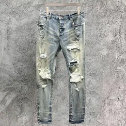 Men's Jeans Male Ripped Hole Design Stretchy Jean Color Contrast Splashing Ink Patchwork Hip Hop Trouser For Men Pantalon Vaqueros Hombre