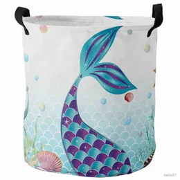 Cesto sereia oceano coral slowfish starfish sujo cesto cesta dobrável organizador de cesta de cesto de cesta infantil cesto de armazenamento de brinquedos