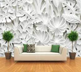 Dropship 3D Stereoscopic Leaf Pattern Plaster Relief Mural Wall Paper Living Room TV Background Wall Painting Wallpaper Home Decor3768352