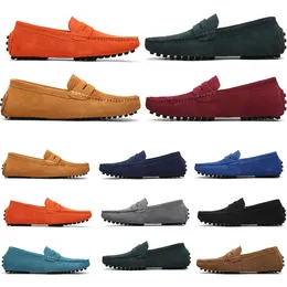 Zapatos de exterior para mujer para hombre, suela blanda de cuero, negro, rojo, naranja, azul, marrón, naranja, cómodos zapatos informales 027