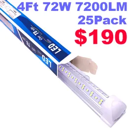 Stock In USA V Shaped 72W 8FT T8 LED Light Tubes Integrated 2400mm Cold White 9000LM Clear Cover Shop Lamp Garage AC 85-265V usalight