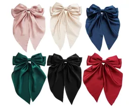 Children silk Bows hair accessories kids ribbon Bowknot princess barrettes boutique girls horsetail spring clip Q68855174584