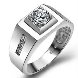 Vecalon Solitaire Anello maschile Argento 925 AAAAAZircon Cz Fidanzamento Fedi nuziali Anelli per uomo Fine Finger Jewelry