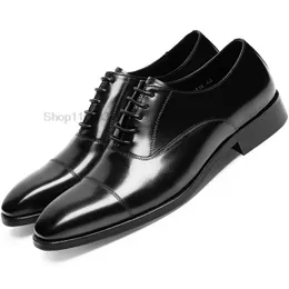 Klassische Herren-Oxford-Schuhe aus echtem Leder, Zehenkappe, Schnürung, Büro, Kleid, Hochzeit, Brogue, spitze Zehen, Business-Formelle Schuhe für Herren