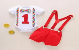 Clothing Sets 2Pcs Baby Boys Summer Clothes Gentleman Suits Short Sleeve Bowtie Romper Tops Cartoon Suspender Overalls Outfits 04664856