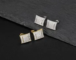 Luxury Designer Men Stud Earrings Hip Hop Jewelry Fashion Man Square Shape Earing Women Ear Ring Mens Diamond Earings Zircon Earin4166621