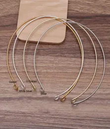10PCS 2mm Single Metal Wire Hair Headbands hair hoops with circles rings ends for handmade bridal Tiara Crown SilverGolden4488866