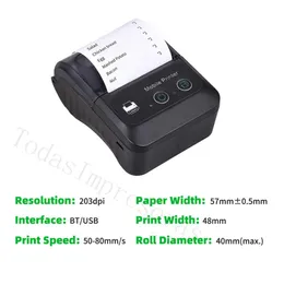 Printers 58mm Mini Portable Phone Thermal Receipt Printer for Computer PC Android iOS Handheld Wireless Bluetooth Thermal Bill Printers