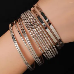 Bangle 14pcs/Set модный браслет для женщин Lady Lady Summer Vacation Многослойный серебряный цвет женские ювелирные украшения