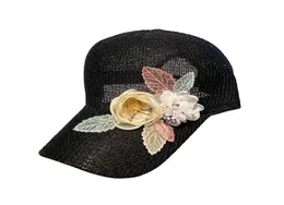 Diseñador de moda de lujo lentejuelas brillantes 3d flor verano transpirable hueco gorras de béisbol sombreros para el sol para mujeres 9373732