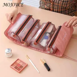 Cosmetic Bags 4 In1 Toiletry Bag Nylon Mesh Detachable Makeup Box Multifunctional Large Capacity With Zipper For Female Summer Travel
