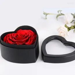 Decorative Flowers Big Eternal Rose Head Preserved Flower Roses In Heart Shape PU Box Wedding Souvenir Gift Sets