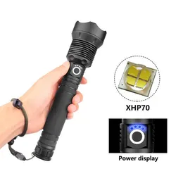 Светодиодный фонарик 90000 Lumens XHP70.2 Самый мощный фонарик 26650 батарея USB -заряжаем