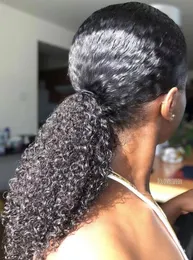 3b 3c Extensão de rabo de cavalo curly 3C Brilhão de rabo preto em torno do clipe em extensões de cabelo Afro Puff Kinki Pony Hairpiece para mulheres 120G 100G160G 140G Color1