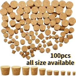 Drinkware Lid 100pcs Top DIA 7.5mm to 30mm Wooden Cork Lab Test Tube Stopper Kettle Pudding Bottle Cork Cap Burette Tube Wood plug 230529