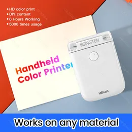 الطابعات Kongten Mbrush Inkjet Color Portable Mobile Mini Mini Printer WiFi USB لـ iOS Android Tattoo Printer إضافة خرطوشة Ink