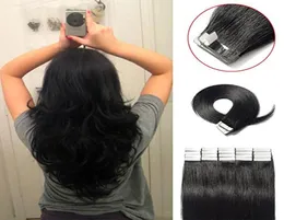 ELIBESS Double Drawn Raw Virgin Human Hair Tape in Hair Extensions 40pcs 100g Natural Color4220659
