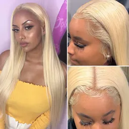 Blond Kość prosta koronkowa przednia ludzka peruka do włosów dla czarnych kobiet 13x4 Brazylijska prosta peruka 4x4/5x5 HD Lace Closure Wig Remy