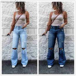 Jeans femininos 2022 Primavera New Women Feminino High Caist Vintage Rapped Boot Cut Jeans Street Casual Slim Denim Flared Calça S-2xl Drop Shipping T230530