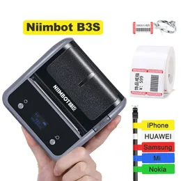 프린터 NIIMBOT B3S 휴대용 보석 라벨 프린터 제조업체 미니 열 케이블 프린터 머신 전화 iOS 안드로이드 라벨 용지 롤