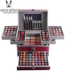 Miss Miss Rose Professional Makeup Set Caixa em Alumínio Três Camadas incluem Glitter Syheshadow Lip Glush Blush para maquiagem Art6615382