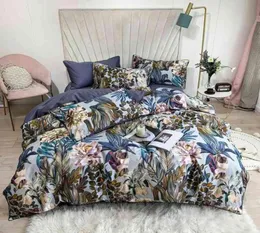 Luxury 600TC Egyptian Cotton Bedding Set Soft Silkly Plant Printed Single King Queen Europe Double Size Duvet Cover Pillowcases1313822929