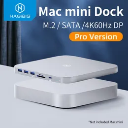 Stations Hagibis USB C Hub for Mac mini M1/M2 with HDD Enclosure 2.5 SATA NVME M.2 SSD HDD Case to USB C Gen 2 DP SD/TF docking station