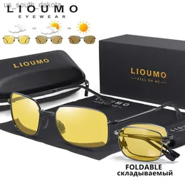 Sunglasses LIOUMO Square Sunglasses Polarized Men Day Night Vision Safe Driving Photochromic Sun Glasses Women Foldable zonnebril heren L230523