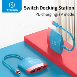 Hubs Hagibis Switch Dock TV Dock для Nintendo Switch Portable Dock Station USB C до 4K HDMIC -совместимого USB 3.0 Hub для MacBook Pro