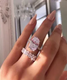 Victoria Wieck Luxury Jewelry Couple Rings 925 Sterling Silver Big Oval Cut White Topaz CZ Diamond Gemstones Women Wedding Engagem6005334