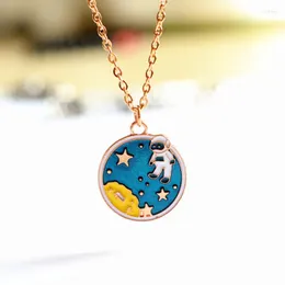 Naszyjniki wisianta Yungqi moda gwiazda nieba łańcuch astronautów Choker for Women Charm Tag Enamel Obroża Naszyjnik