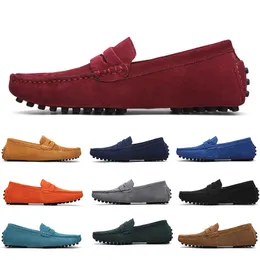 mens women outdoor Shoes Leather soft sole black red orange blue brown orange comfortable Casual Shoes 031