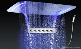 Avrupa Tasarım Üst Banyo 710x430mm Yağış Şelalesi Çoklu Fonksiyon Gömme Tavan Led musluklar Settermatik Banyo Duş 8752735
