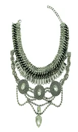 Style européen large chaîne sculpture pièces de monnaie perles serpent chaîne cristal ethnique déclaration collier Costume Jewelry5515916