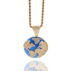 Chains Hip Hop Iced Out Gold Earth World Pendant Necklace Men Women Fashion Map Street Dance Jewelry Gift For Him With Chain4875007