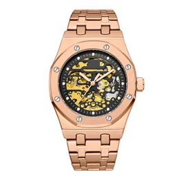 2023 New Watch Men's Leisure Diamond Watches Gold Steel Case Stainless Steel Mechanical Automatic Wristwatch Strap Male Relogio Masculino OTM8