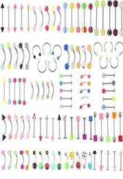 105pcsset Mix Acrylic Stainless Steel Eyebrow Navel rings Belly Lip Tongue Ring Nose Bar Rings Body Piercing Jewelry C0603892581