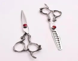 6quot JP 440C Customized Logo Red Gem Professional Human Hair Scissors Cutting or Thinning Shears Barberquots Hairdressing She48084020477