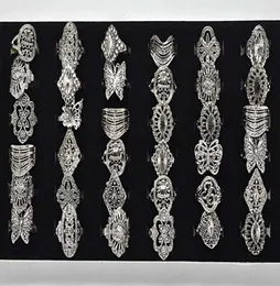 Whole 100Pcs Stylish Elegant Alloy Ring Jewelry Mixed Style Tibet Silver Vintage Rings 1764818