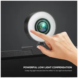 كاميرات الويب الكاملة HD 4K Webcam 2K Web Camera Focus مع الميكروفون للكمبيوتر المحمول للكمبيوتر المحمول 1080P كاميرا ويب لمؤتمر الدراسة عبر الإنترنت YouTube