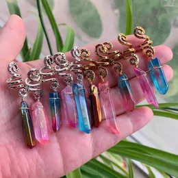 Hair Clips Braided Jewelry Viking Spiral Irregular Quartz Wand Stick Natural Stone Tassel Colorful Crystal Accessories For Women