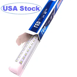 T8 8FT Led Shop Light Fixtures 72W 9000LM V Shaped Tube Lights Bulbs 8Foot Ceiling Clear Cover Replace Fluorescent Low Profile Linkable Integrated crestech
